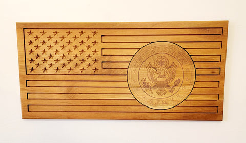 Carved Army Flag With Laser Inlay