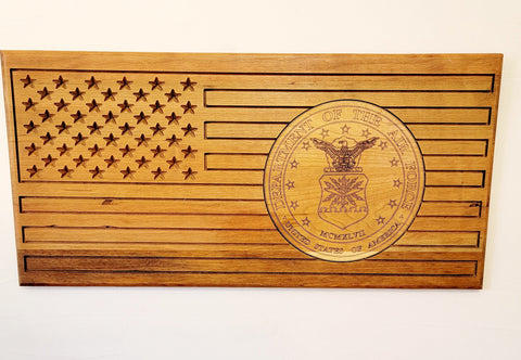 Carved Airforce Flag With Laser Inlay