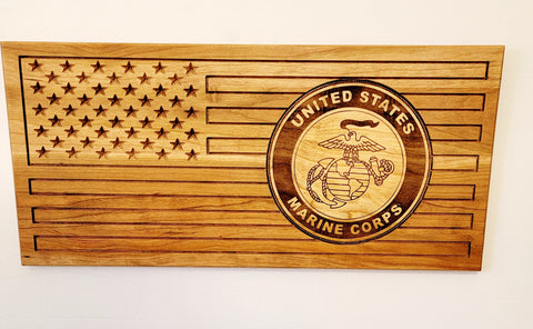 Carved Marine Flag With Laser Inlay