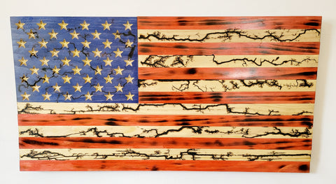 American Flag with Lichtenberg "Lightning Strikes"