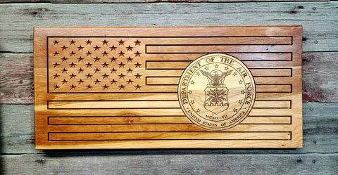 Carved Airforce Flag With Laser Inlay