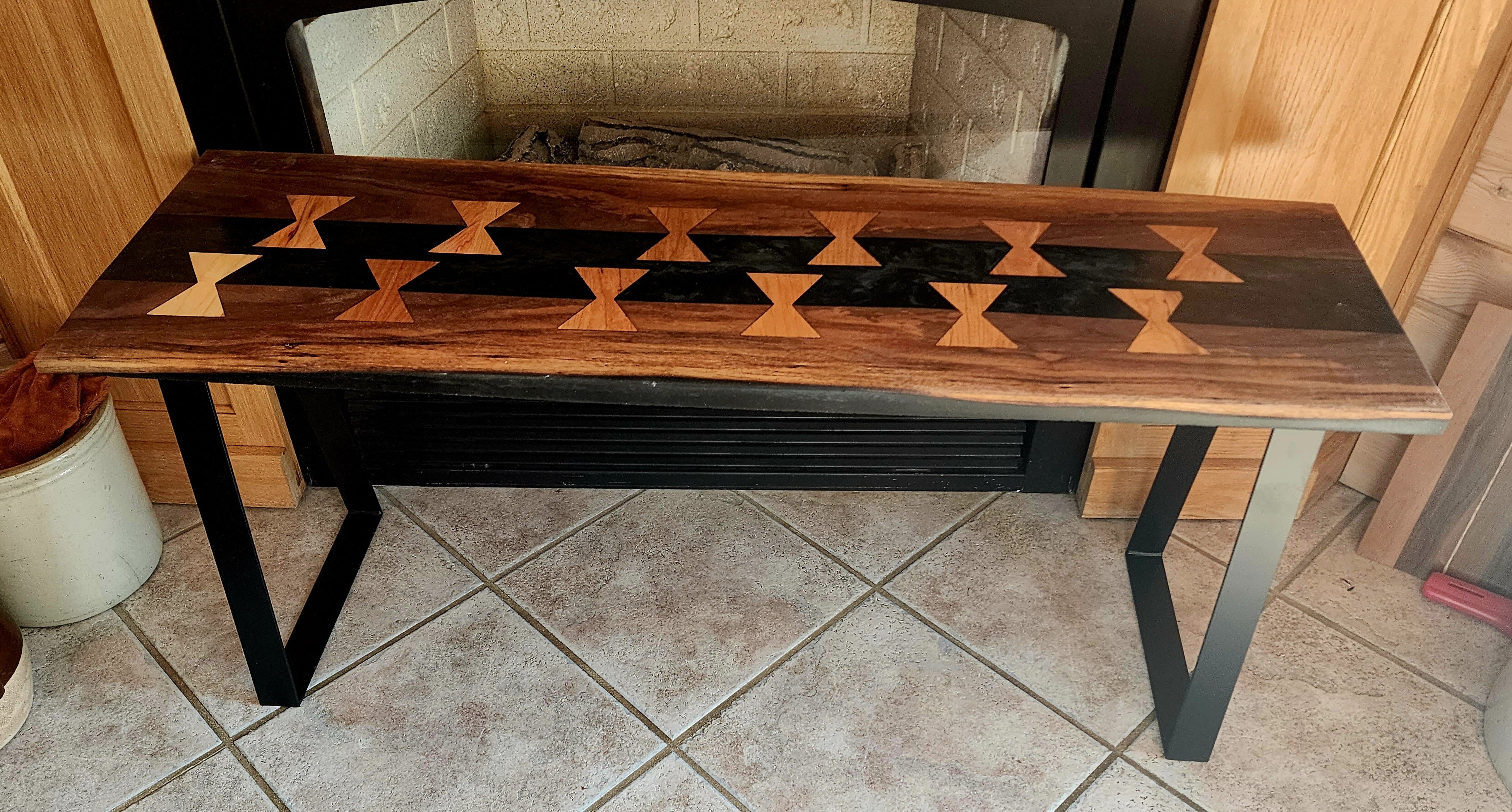 Walnut River Table with Bow Tie Accents – Okoboji Trading Company