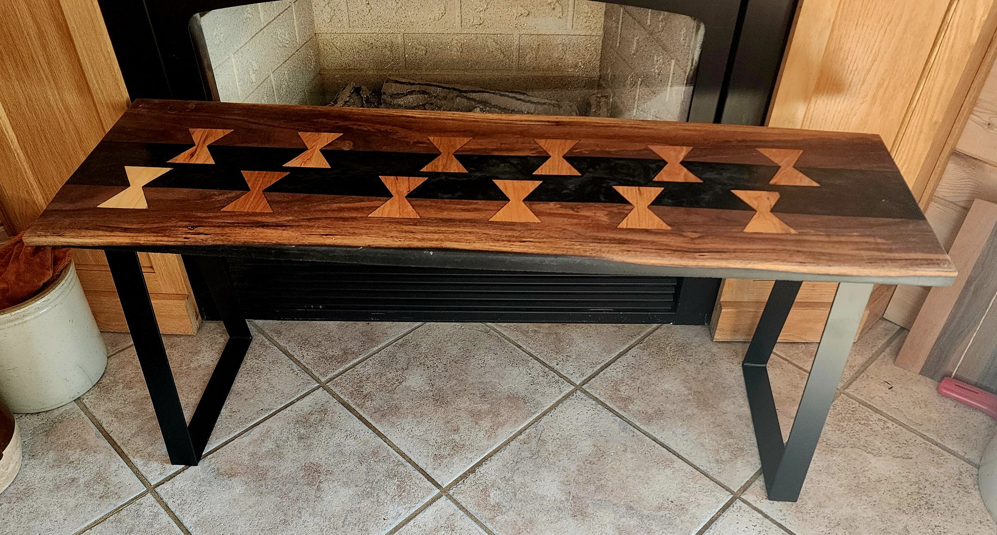 Walnut River Table with Bow Tie Accents