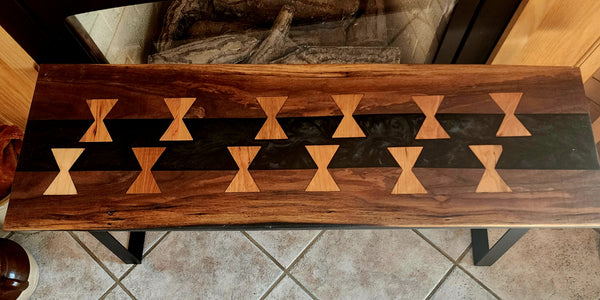 Walnut River Table with Bow Tie Accents