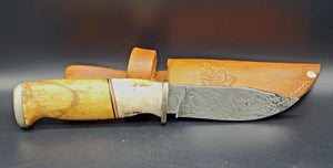 Hand Forged Damascus Knife and Sheath