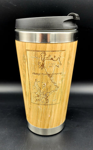 Okoboji Trading Company Logo- 15 oz. Bamboo Stainless Steel Tumbler