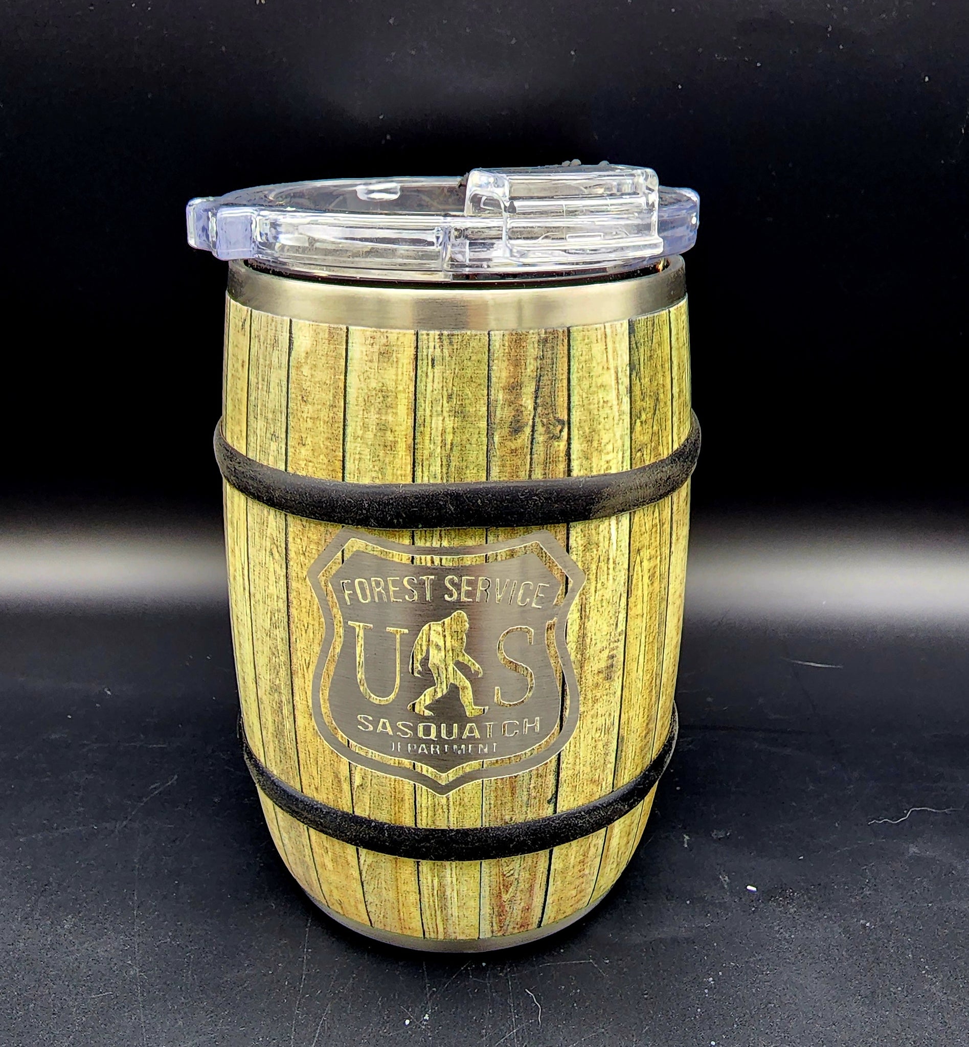 Barrel 12oz White Oak Wood Grain- US Forest Service Sasquatch Department