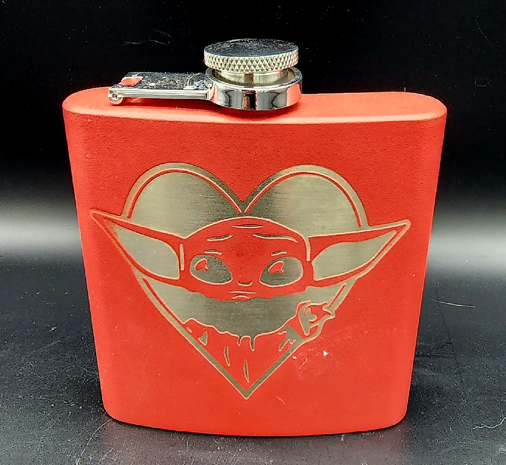 Yoda Valentine- Laser Engraved Flask