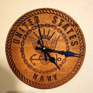 Navy CNC Carved Clock