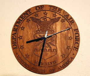 Air Force CNC Carved Clock - 10 inches - Military - Gift - Emblem