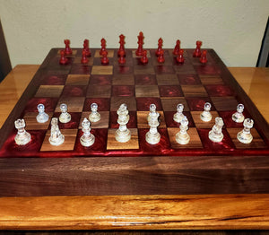 ChessboardGiftGraduationGiftFather'sDay CheckerboardGiftGraduationGiftFather'sDay BlackWalnut BurgundyEpoxy Storage