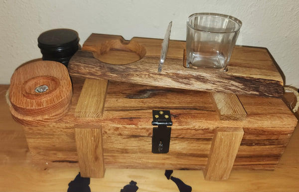 Whiskey And Cigar Lover Survival Kit With White Oak Cigar Ashtray