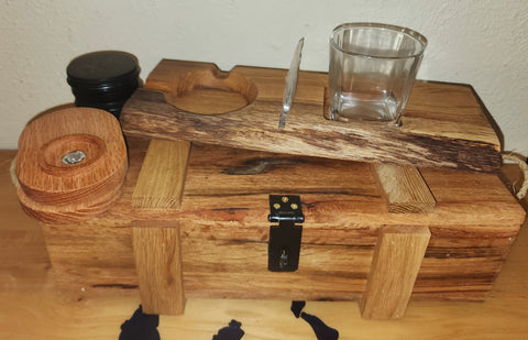 Whiskey And Cigar Lover Survival Kit With White Oak Cigar Ashtray