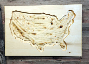 Carved 3-D Outline of United States
