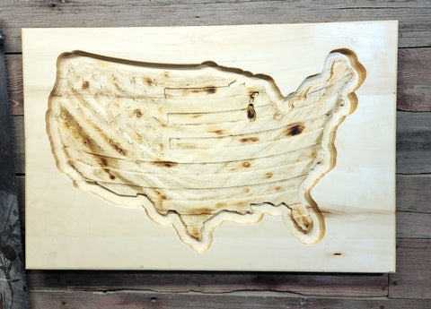 Carved 3-D Outline of United States