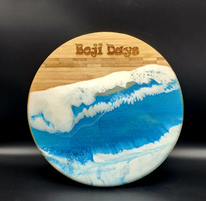 "Lake Days Boji Waves" Epoxy Bamboo Cutting Board - Perfect for any occasion -Okoboji Decor