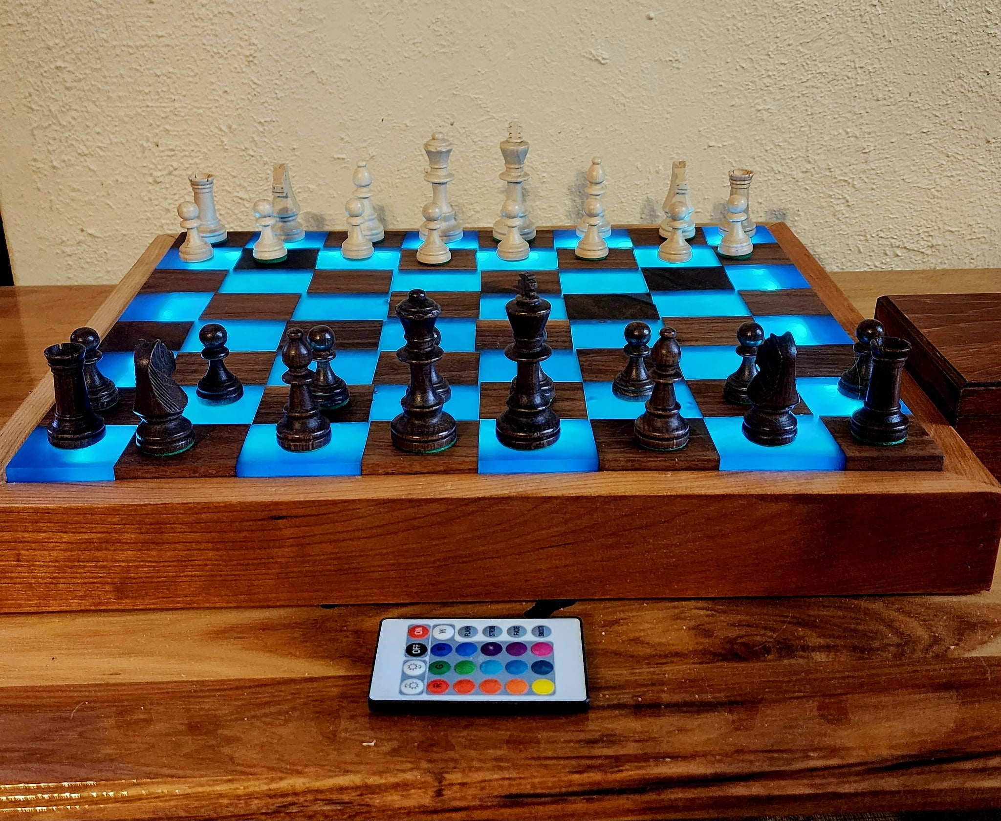 Chess Board With Epoxy and Backlight
