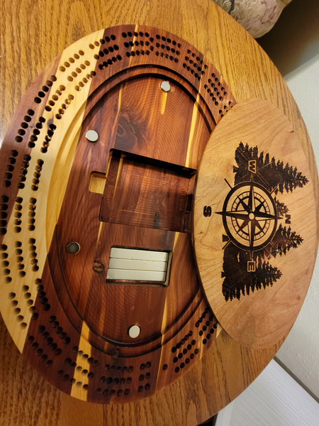 Cribbage Board with Lasered Tree Scene