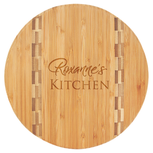 9 3/4" Round Bamboo Cutting Board with Butcher Block Inlay