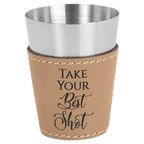 2 oz. Laserable Leatherette & Stainless Steel Shot Glass