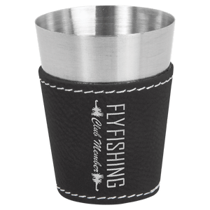 2 oz. Laserable Leatherette & Stainless Steel Shot Glass