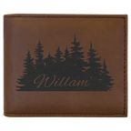 Dark Brown Laserable Leatherette Bi-Fold Wallet w/Flip ID Display