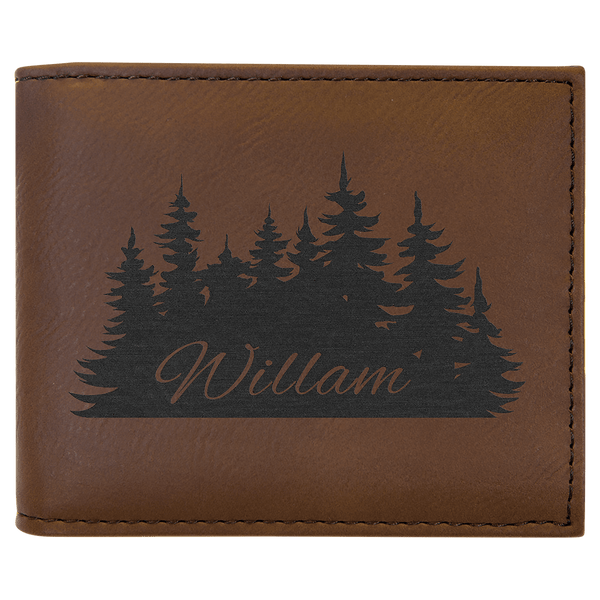 Dark Brown Laserable Leatherette Bi-Fold Wallet w/Flip ID Display