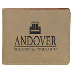 4 1/2" x 3 1/2" Dark Brown Laserable Leatherette Bifold Wallet