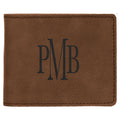 4 1/2" x 3 1/2" Dark Brown Laserable Leatherette Bifold Wallet