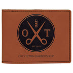 4 1/2" x 3 1/2" Dark Brown Laserable Leatherette Bifold Wallet