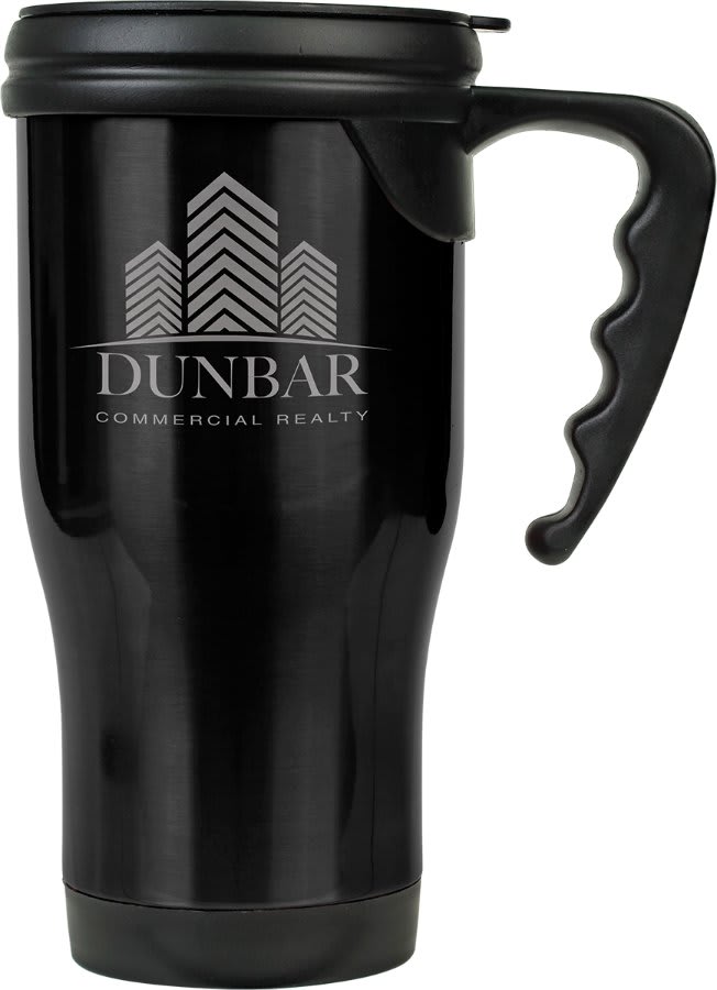 14 oz. Laserable Stainless Steel Travel Mug with Handle