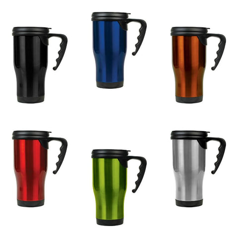 14 oz. Laserable Stainless Steel Travel Mug with Handle