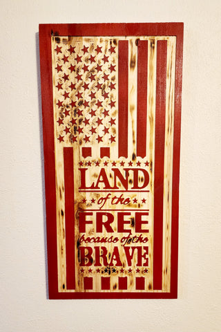 Land of the Free Because of the Brave- Red Stressed