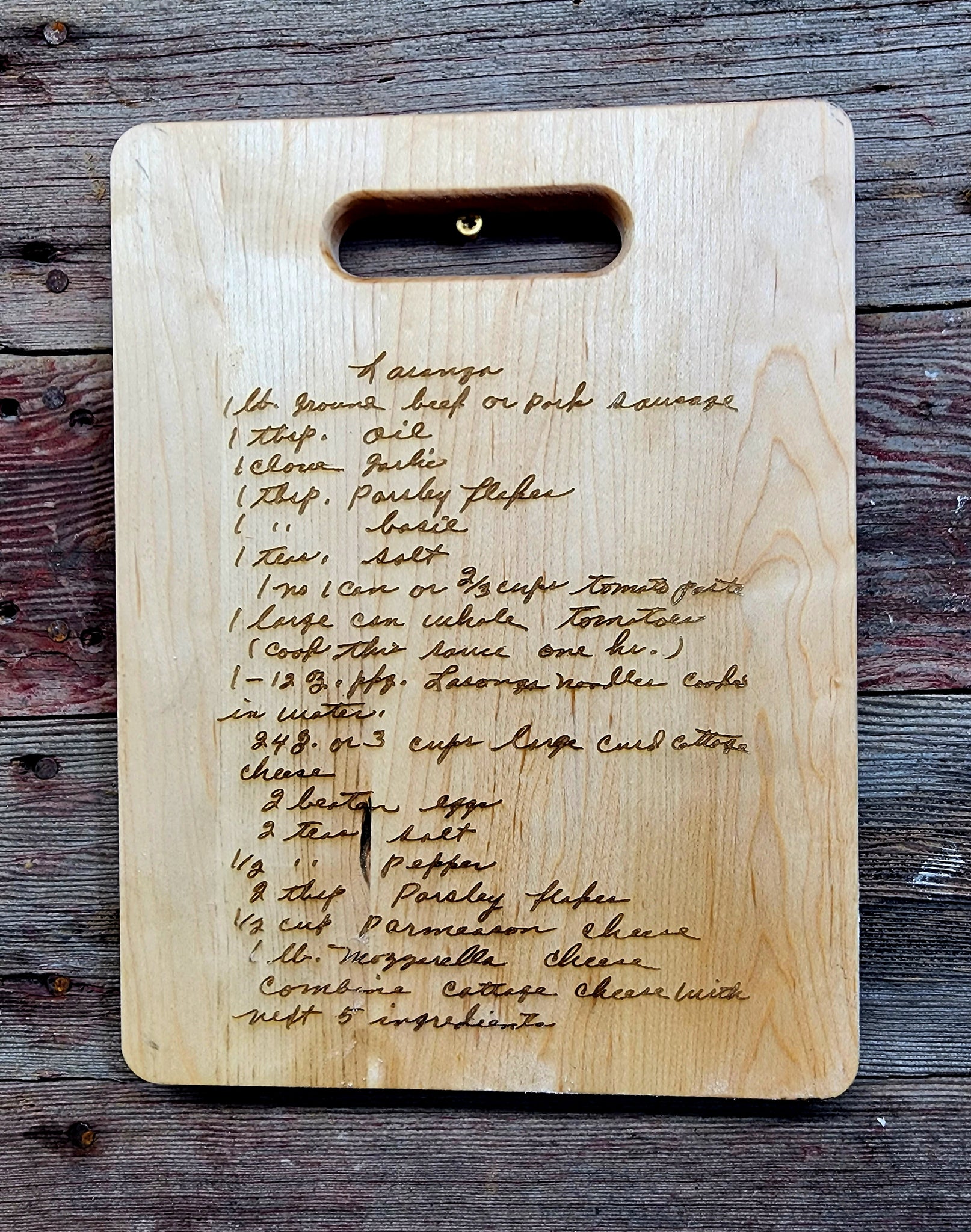 Personalized Recipe- 11 1/2" x 8 3/4" Maple Cutting Board