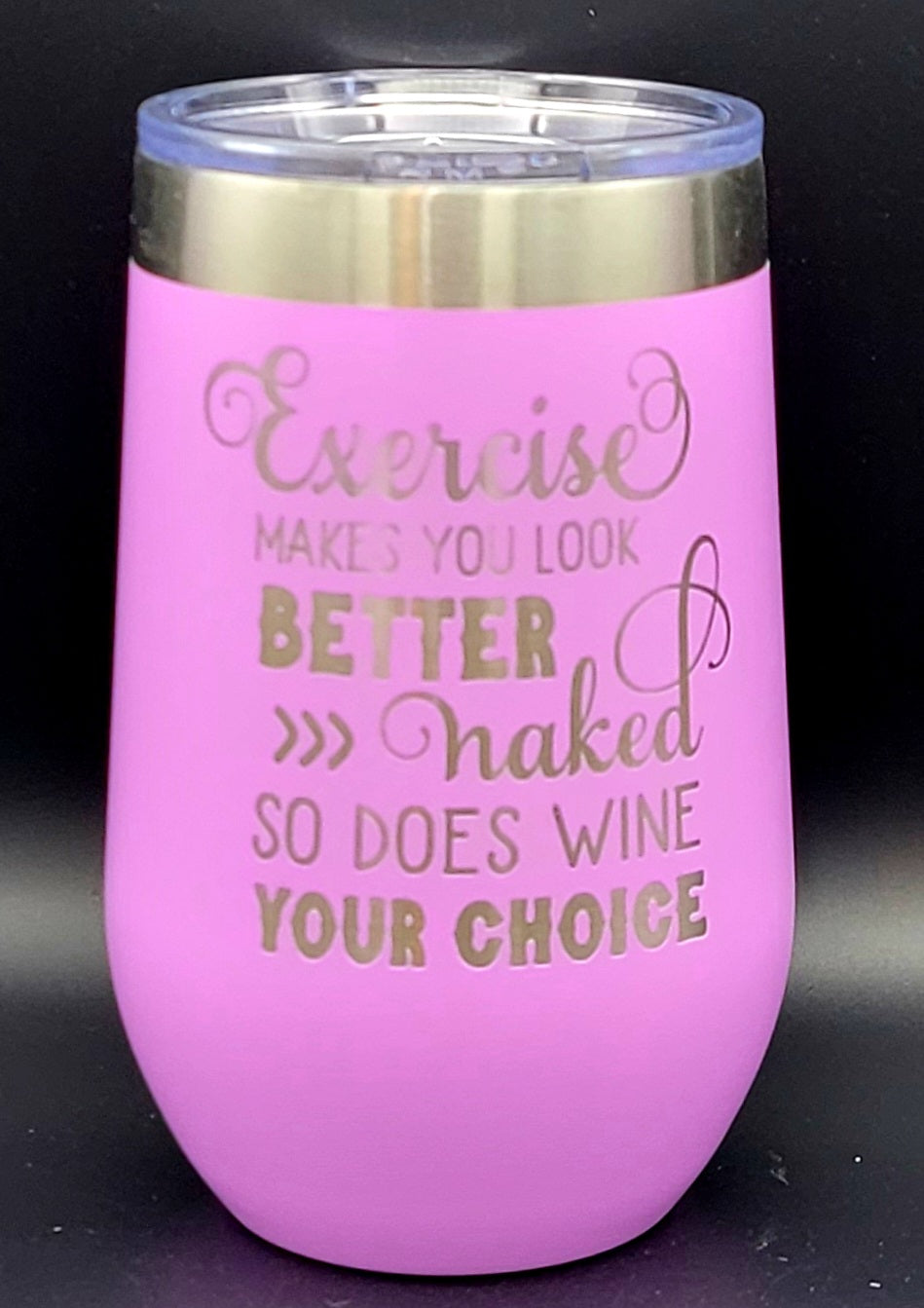 Exercise Naked-  Polar Camel 16 oz. Pink Vacuum Insulated Stemless Tumbler with Lid