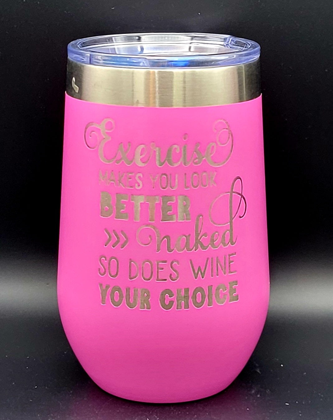 Exercise Naked-  Polar Camel 16 oz. Pink Vacuum Insulated Stemless Tumbler with Lid