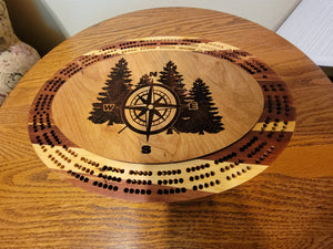Cribbage Board with Lasered Tree Scene