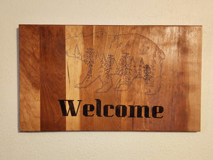 Welcome Sign With Forest Bear Theme