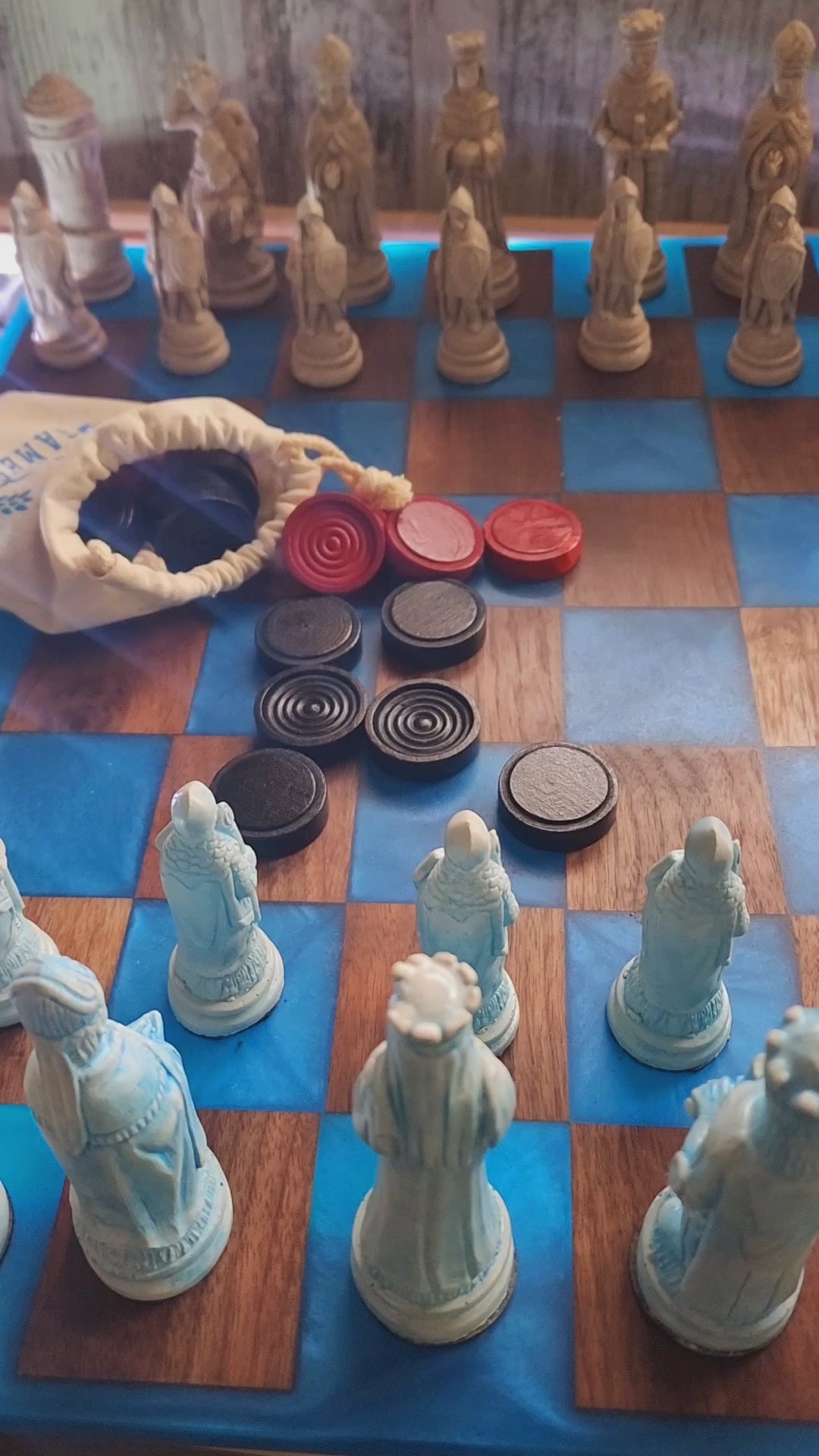 Back lit Walnut and Epoxy Chess Board